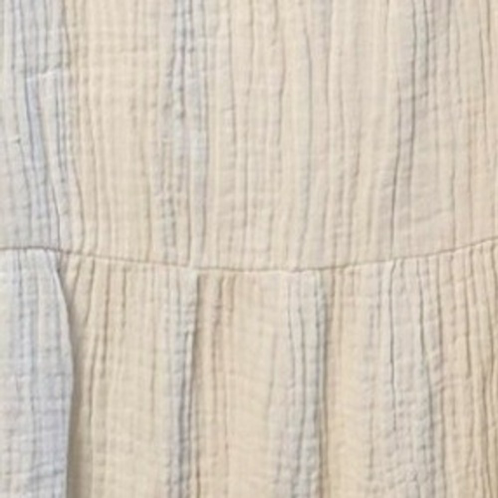 Knox Rose White Cotton Gauze Tiered Midi Dress Smocked Back Adjustable Straps M - Picture 8 of 9
